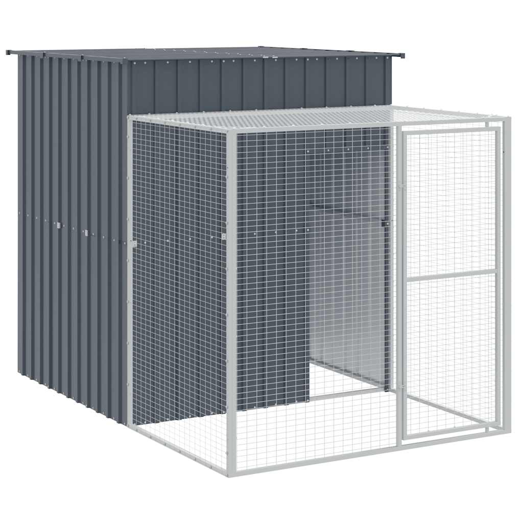 Kippenhok Met Ren Gegalvaniseerd Staal 165 x 251 x 181 cm Antraciet