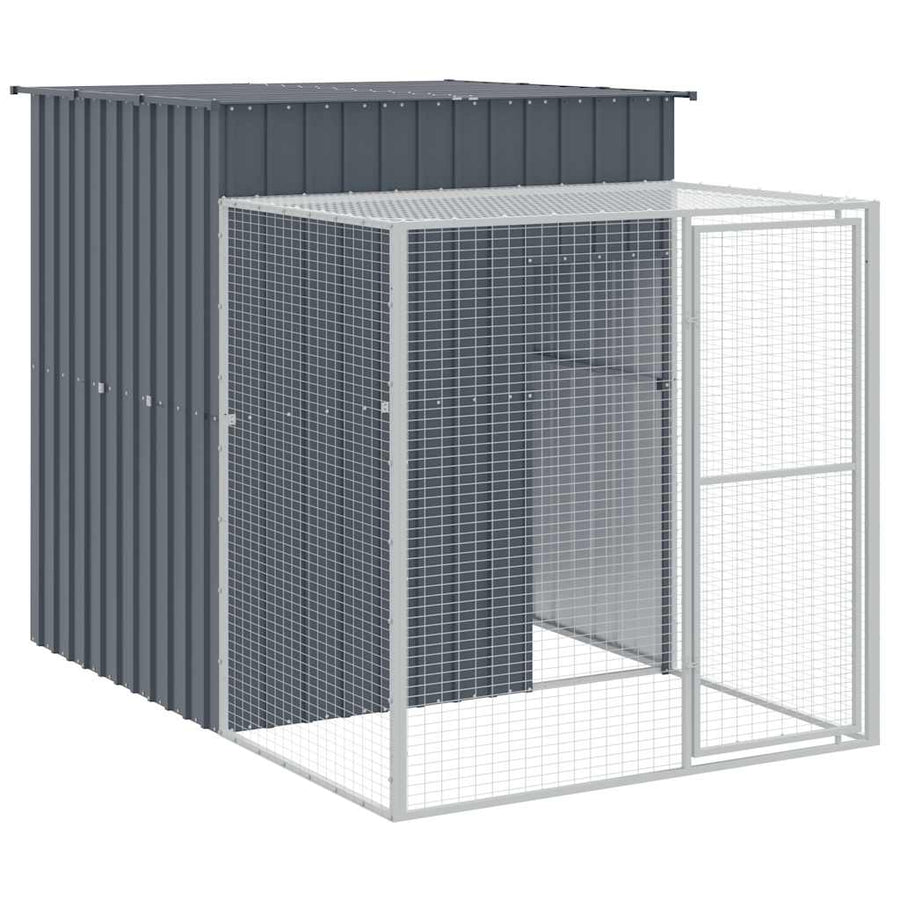 Kippenhok Met Ren Gegalvaniseerd Staal 165 x 251 x 181 cm Antraciet