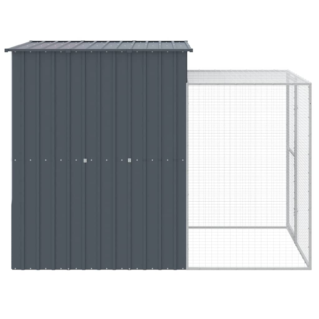 Kippenhok Met Ren Gegalvaniseerd Staal 165 x 251 x 181 cm Antraciet