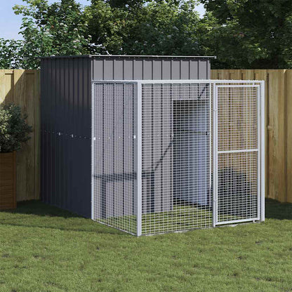 Kippenhok Met Ren Gegalvaniseerd Staal 165 x 251 x 181 cm Antraciet