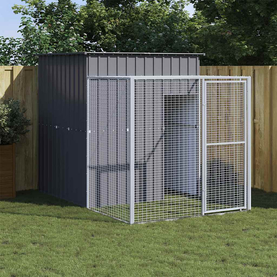 Kippenhok Met Ren Gegalvaniseerd Staal 165 x 251 x 181 cm Antraciet
