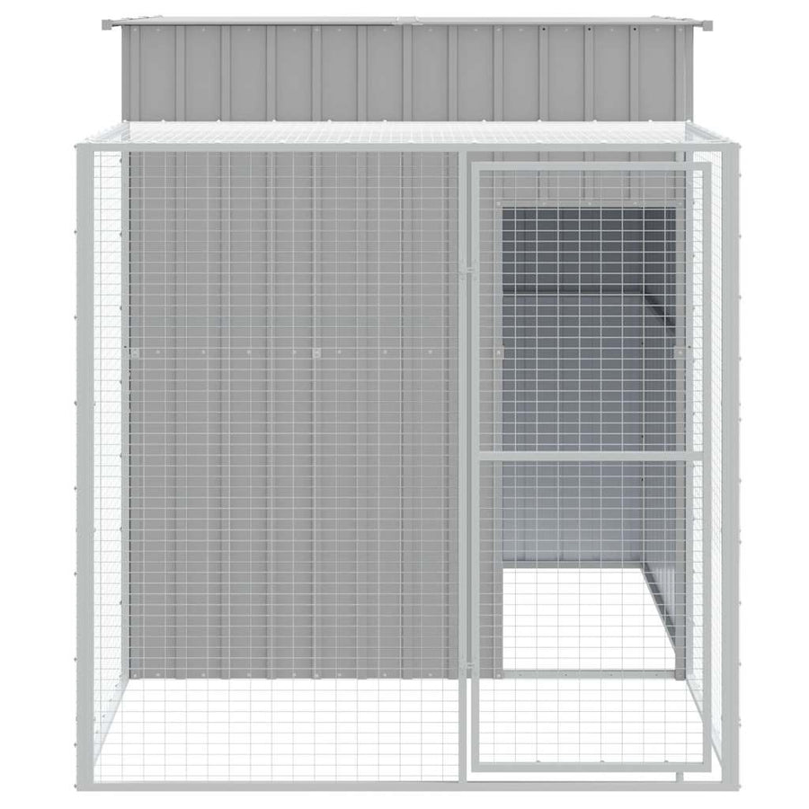 Kippenhok Met Ren Gegalvaniseerd Staal Grijs 165 x 251 x 181 cm Lichtgrijs
