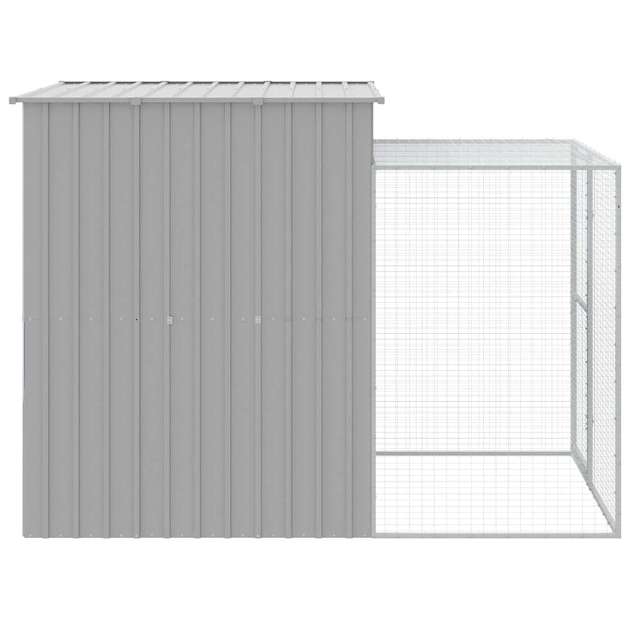 Kippenhok Met Ren Gegalvaniseerd Staal Grijs 165 x 251 x 181 cm Lichtgrijs