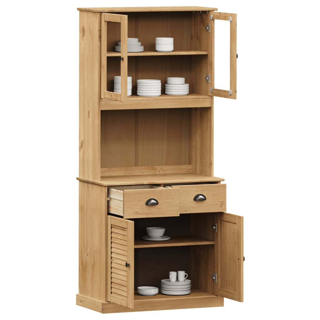 Hoge Kast Vigo 78X40X175 Cm Massief Grenenhout Bruin Met 2 deuren