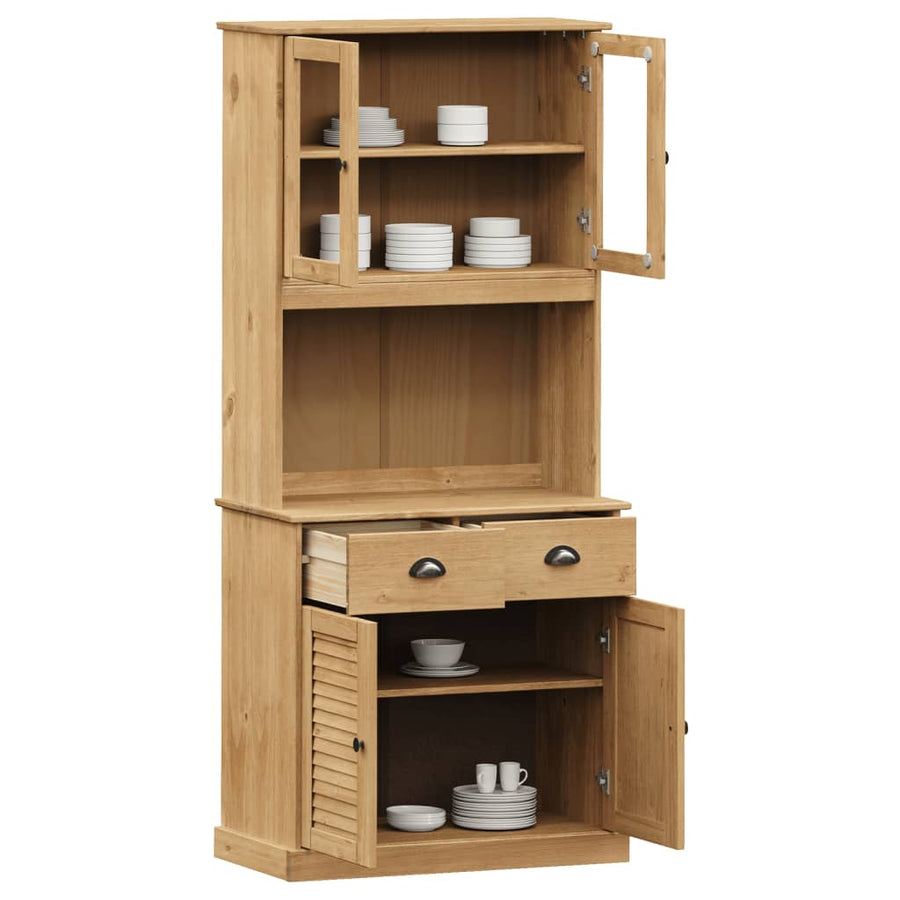 Hoge Kast Vigo 78X40X175 Cm Massief Grenenhout Bruin Met 2 deuren