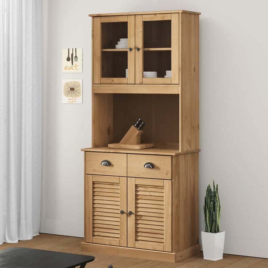 Hoge Kast Vigo 78X40X175 Cm Massief Grenenhout Bruin Met 2 deuren