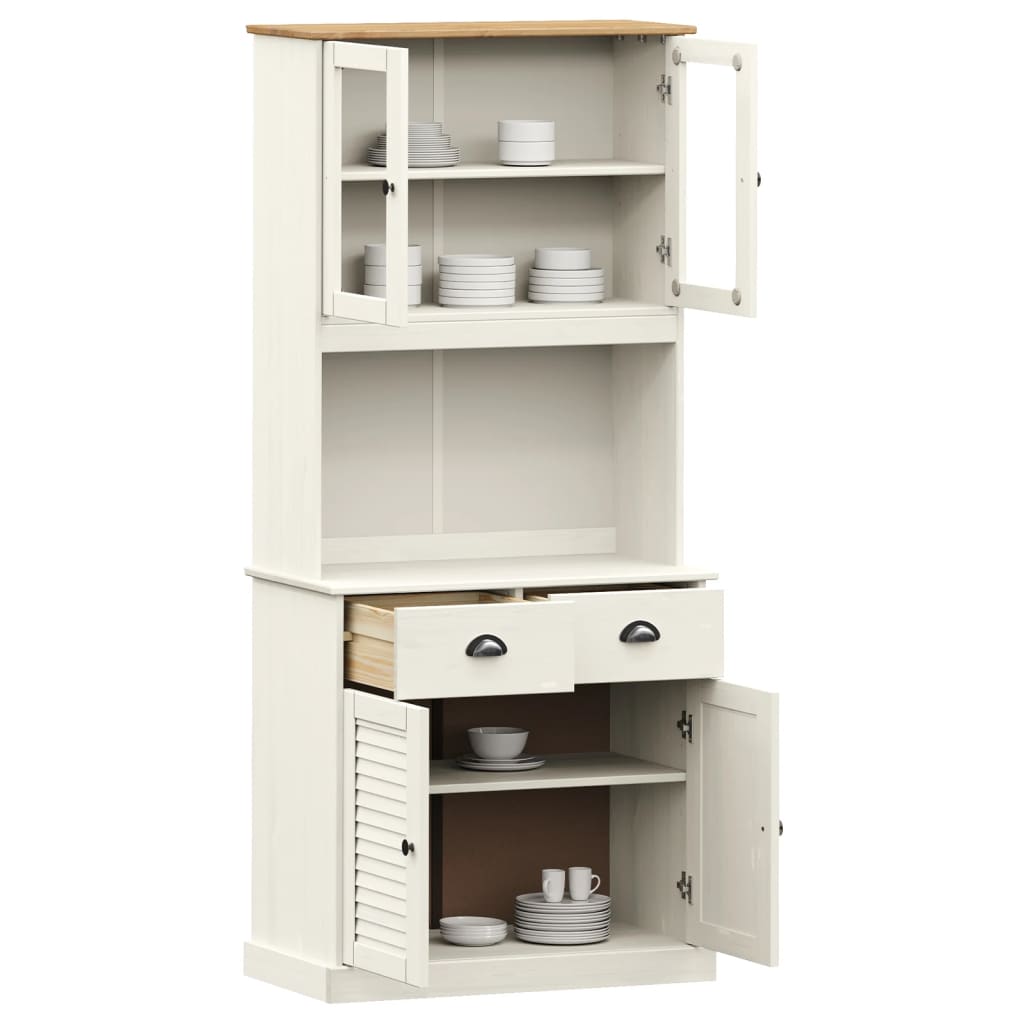 Hoge Kast Vigo 78X40X175 Cm Massief Grenenhout Wit Met 2 deuren