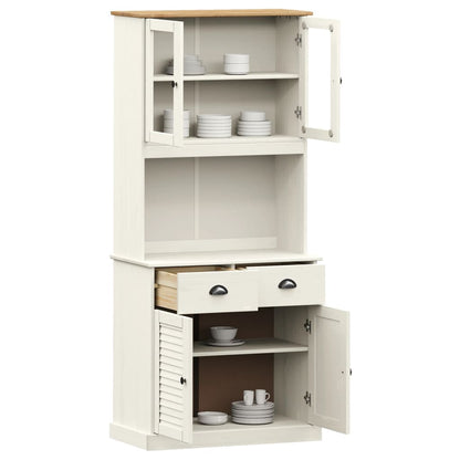 Hoge Kast Vigo 78X40X175 Cm Massief Grenenhout Wit Met 2 deuren