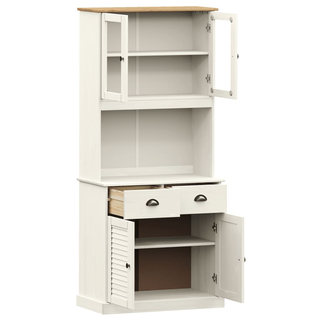 Hoge Kast Vigo 78X40X175 Cm Massief Grenenhout Wit Met 2 deuren