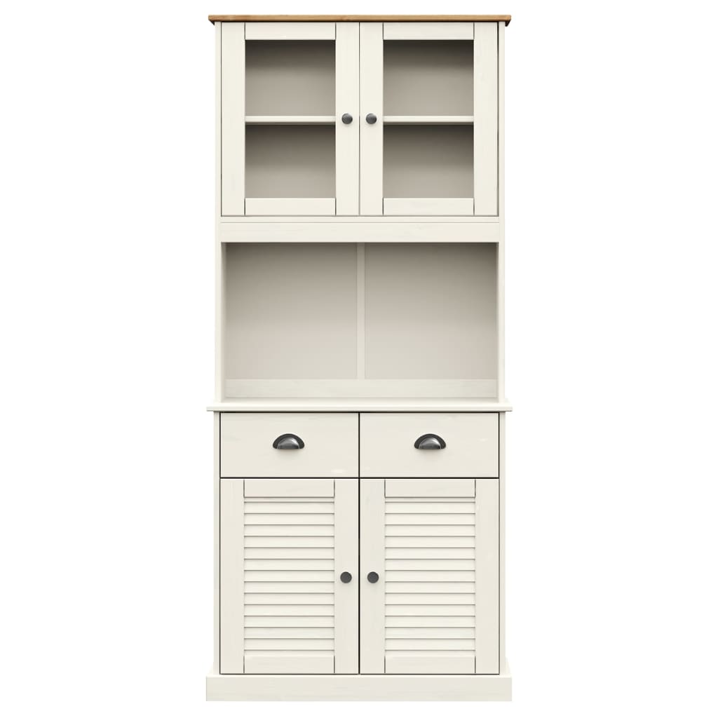 Hoge Kast Vigo 78X40X175 Cm Massief Grenenhout Wit Met 2 deuren