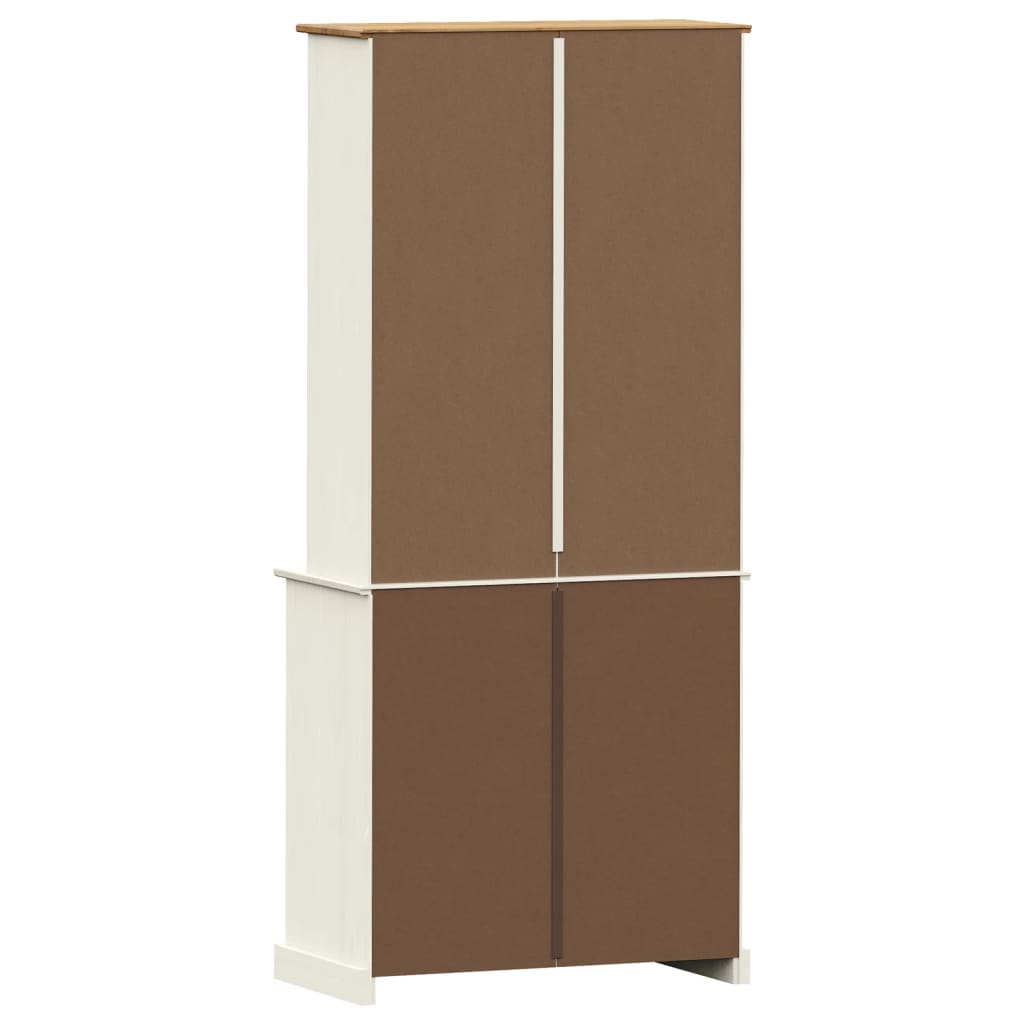 Hoge Kast Vigo 78X40X175 Cm Massief Grenenhout Wit Met 2 deuren