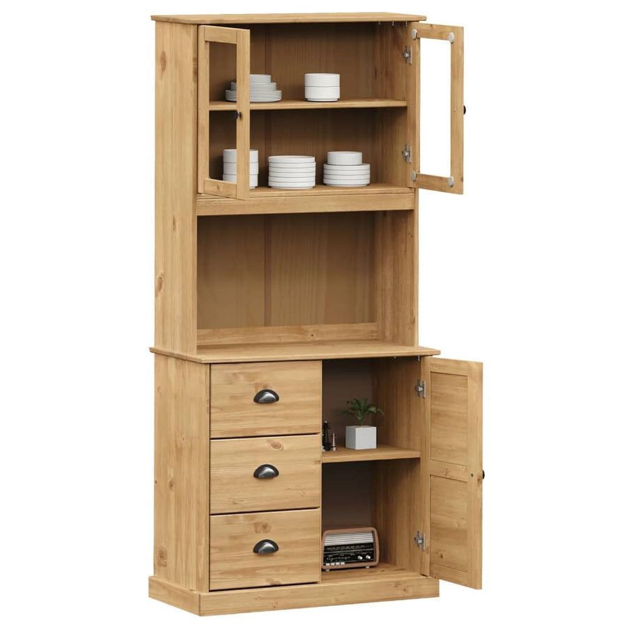 Hoge Kast Vigo 78X40X175 Cm Massief Grenenhout Bruin