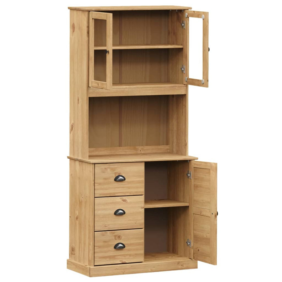 Hoge Kast Vigo 78X40X175 Cm Massief Grenenhout Bruin