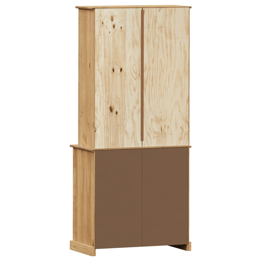 Hoge Kast Vigo 78X40X175 Cm Massief Grenenhout Bruin