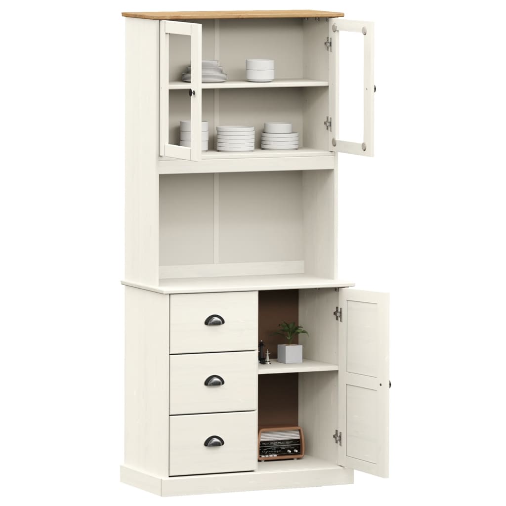Hoge Kast Vigo 78X40X175 Cm Massief Grenenhout Wit Met 1 deur