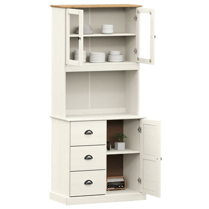 Hoge Kast Vigo 78X40X175 Cm Massief Grenenhout Wit Met 1 deur
