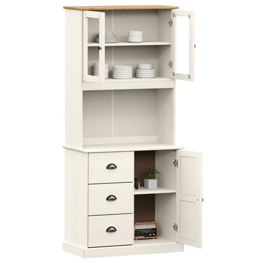 Hoge Kast Vigo 78X40X175 Cm Massief Grenenhout Wit Met 1 deur