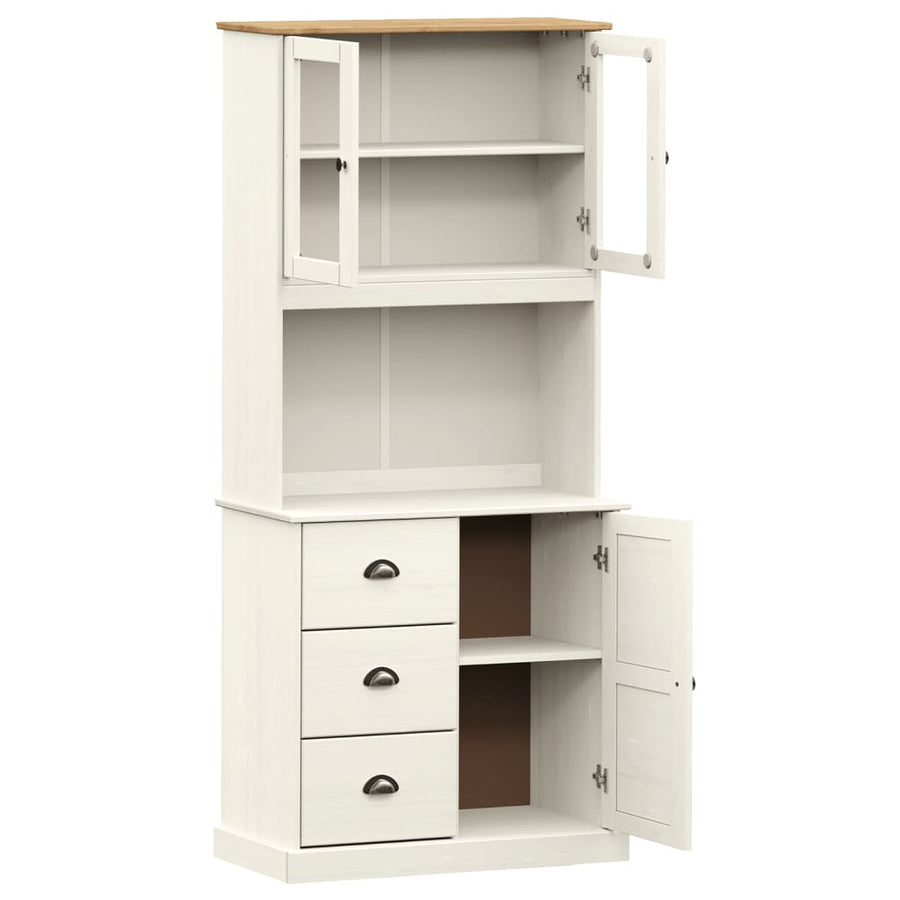 Hoge Kast Vigo 78X40X175 Cm Massief Grenenhout Wit Met 1 deur