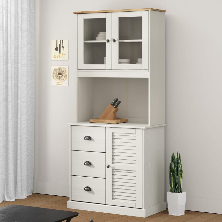 Hoge Kast Vigo 78X40X175 Cm Massief Grenenhout Wit Met 1 deur