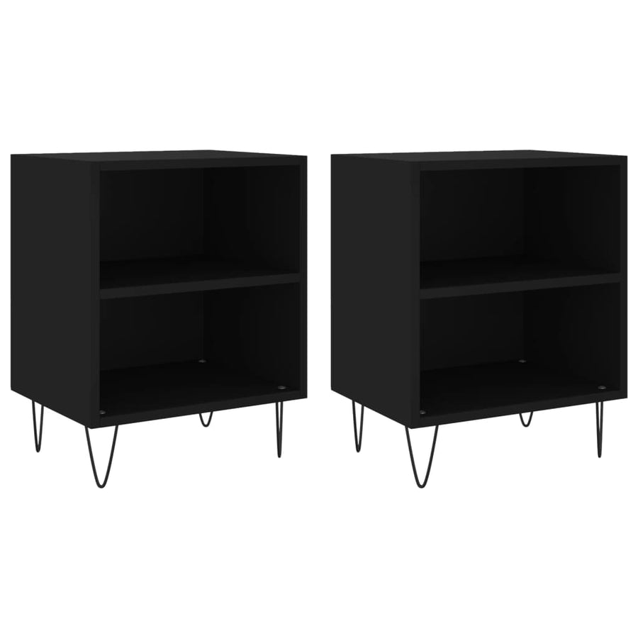 Nachtkastjes 2 St 40X30X50 Cm Bewerkt Hout Zwart