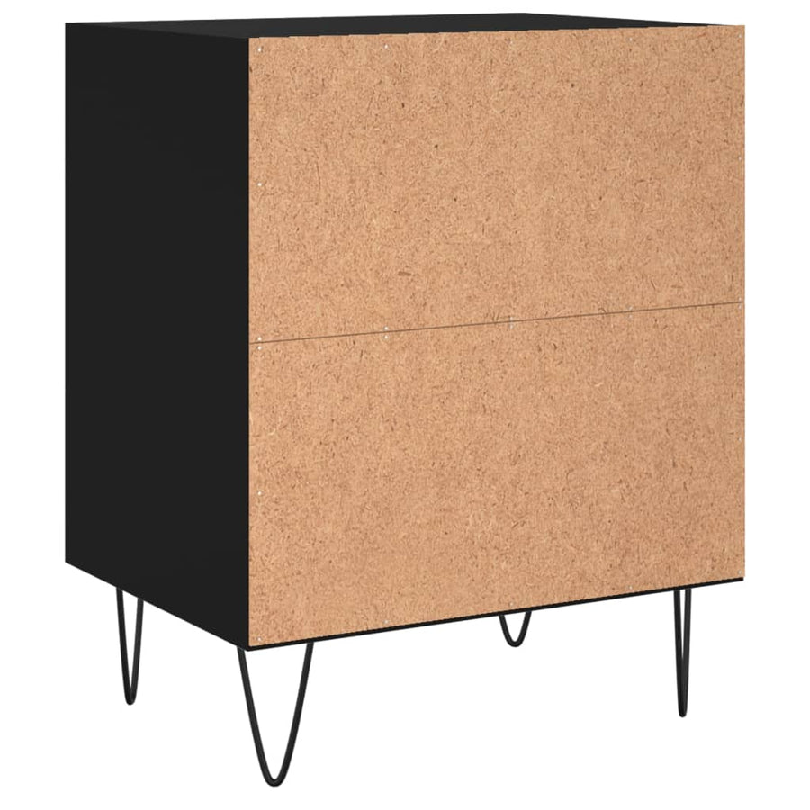 Nachtkastjes 2 St 40X30X50 Cm Bewerkt Hout Zwart