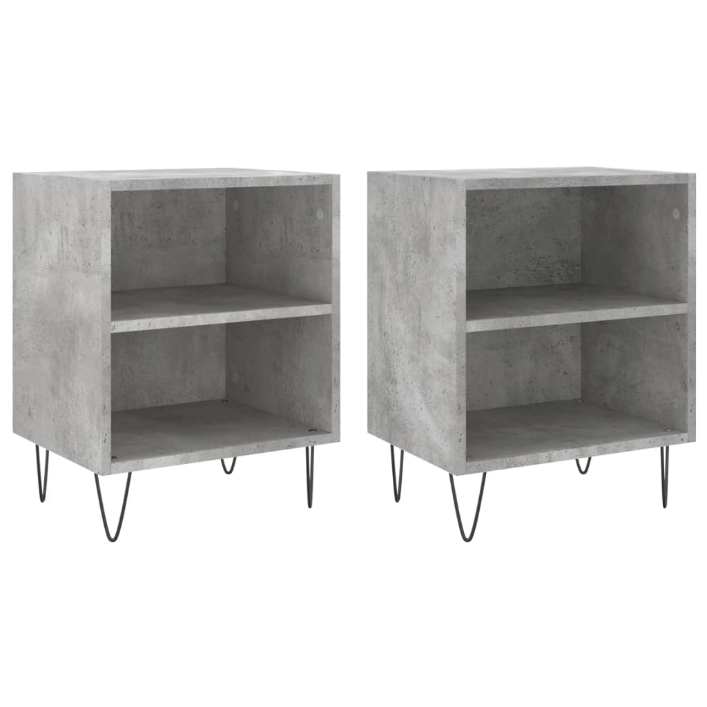 Nachtkastjes 2 St 40X30X50 Cm Bewerkt Hout Betongrijs