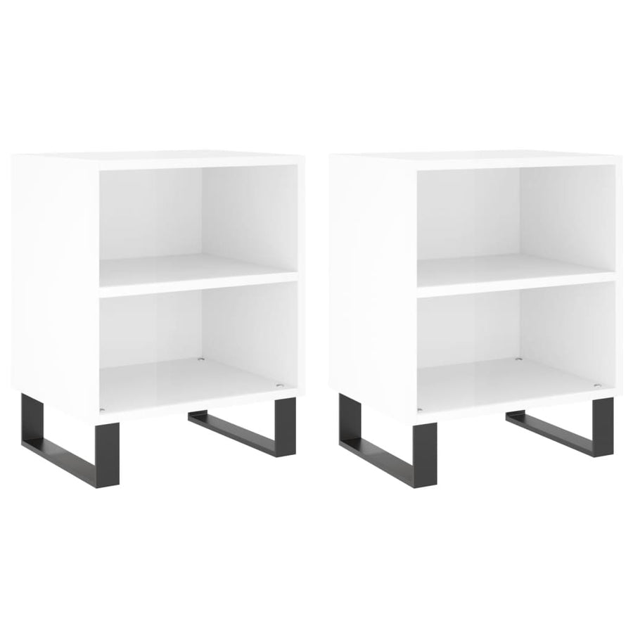Nachtkastjes 2 St 40X30X50 Cm Bewerkt Hout Hoogglans Wit
