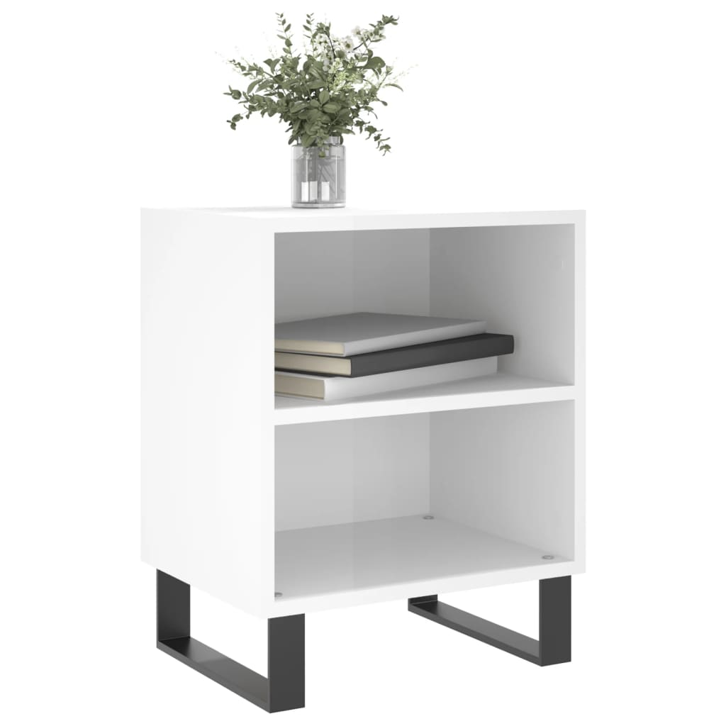 Nachtkastjes 2 St 40X30X50 Cm Bewerkt Hout Hoogglans Wit