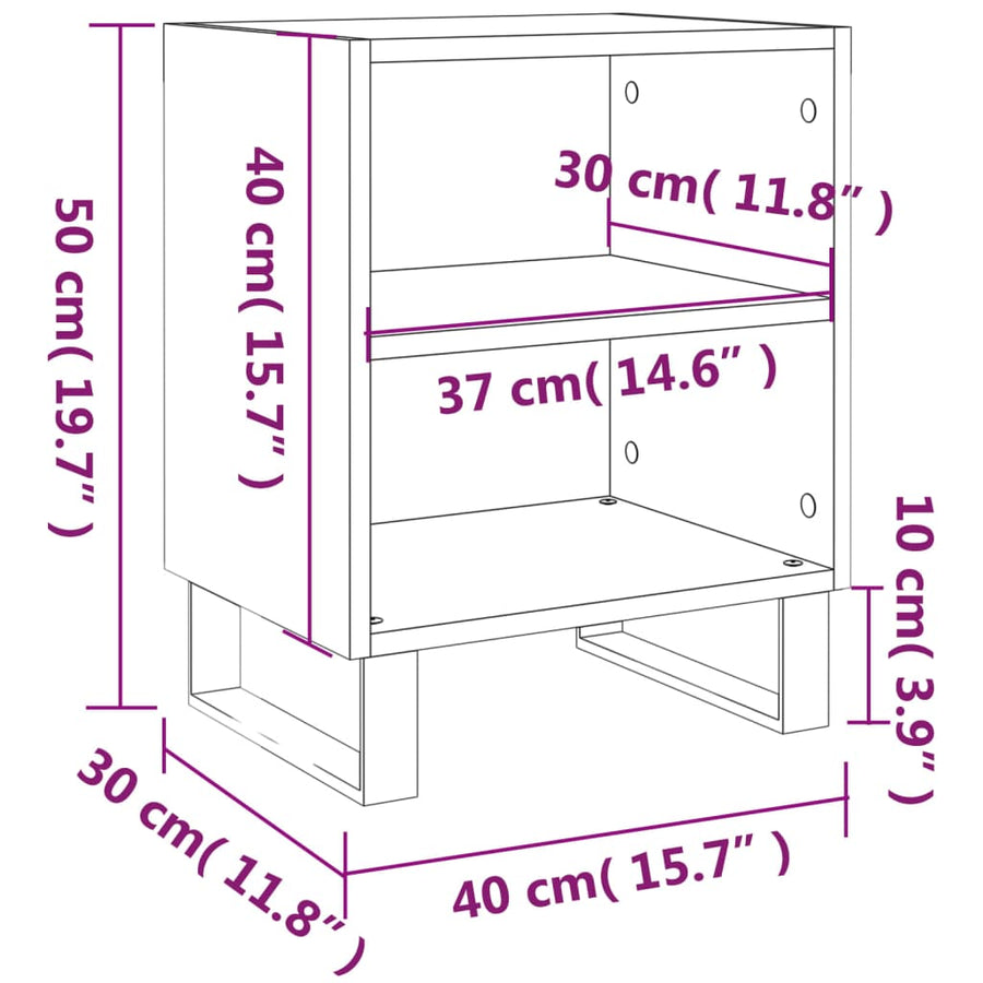 Nachtkastjes 2 St 40X30X50 Cm Bewerkt Hout Hoogglans Wit