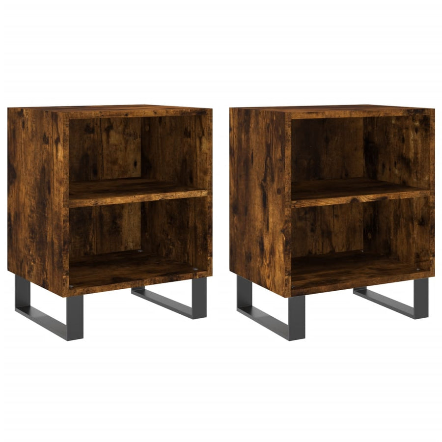 Nachtkastjes 2 St 40X30X50 Cm Bewerkt Hout Gerookt Eikenkleurig