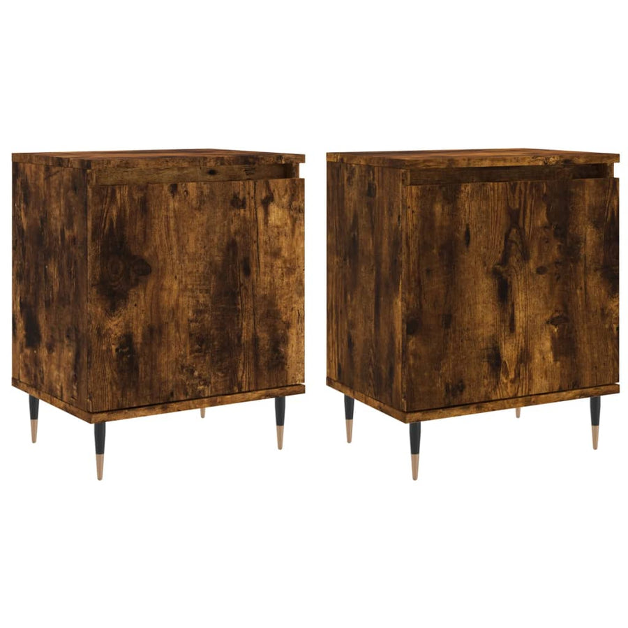 Nachtkastjes 40X30X50 Cm Bewerkt Hout Kleurig 2 Gerookt eiken