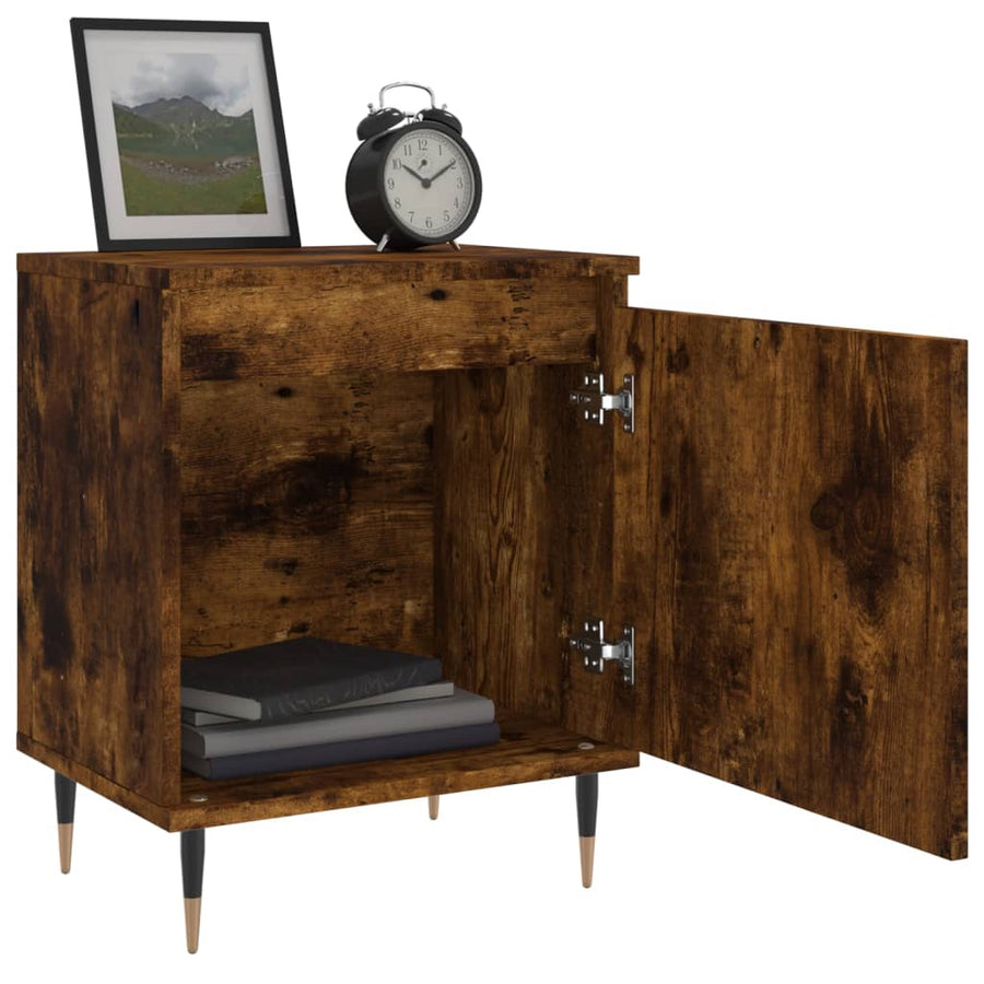 Nachtkastjes 40X30X50 Cm Bewerkt Hout Kleurig 2 Gerookt eiken