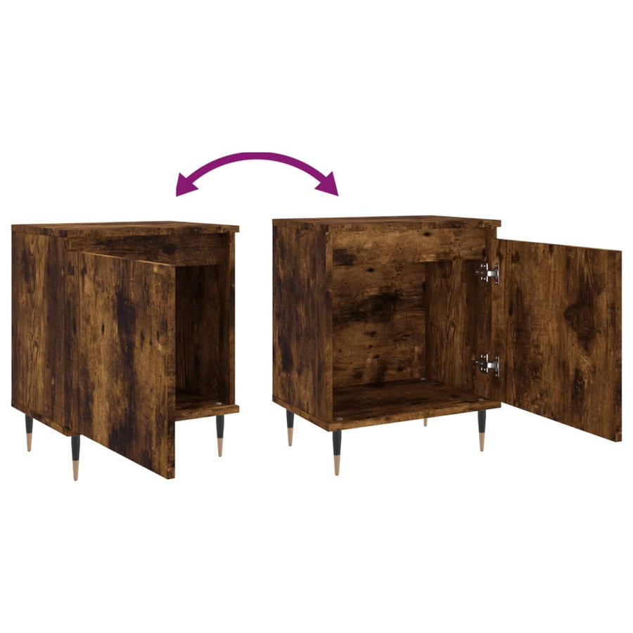 Nachtkastjes 40X30X50 Cm Bewerkt Hout Kleurig 2 Gerookt eiken