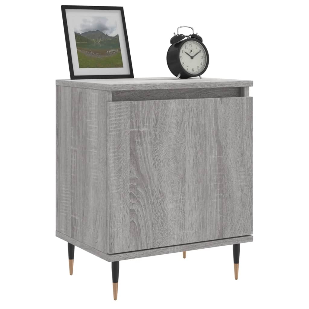 Nachtkastje 40X30X50 Cm Bewerkt Hout Eikenkleurig 1 Grijs sonoma