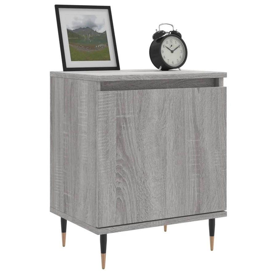 Nachtkastje 40X30X50 Cm Bewerkt Hout Eikenkleurig 1 Grijs sonoma
