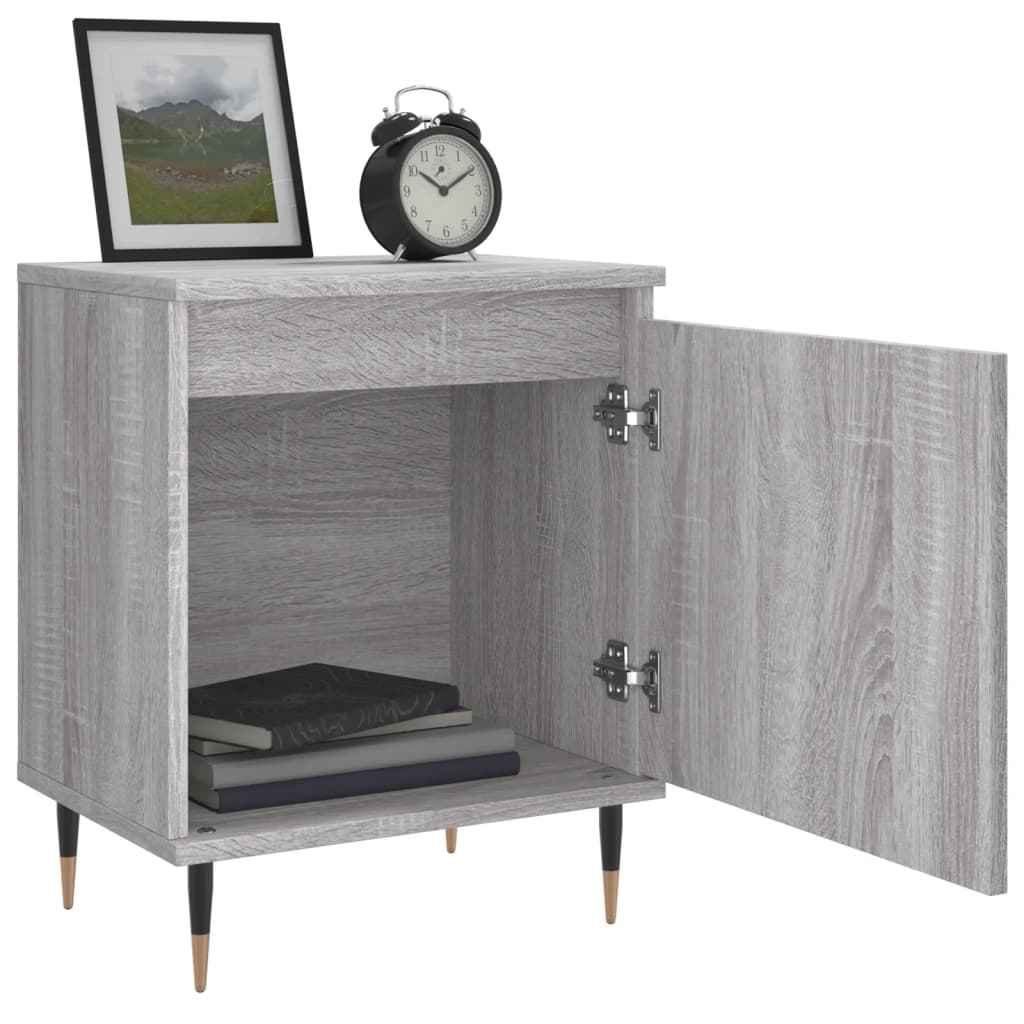 Nachtkastje 40X30X50 Cm Bewerkt Hout Eikenkleurig 1 Grijs sonoma