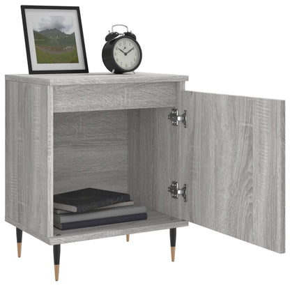 Nachtkastje 40X30X50 Cm Bewerkt Hout Eikenkleurig 1 Grijs sonoma