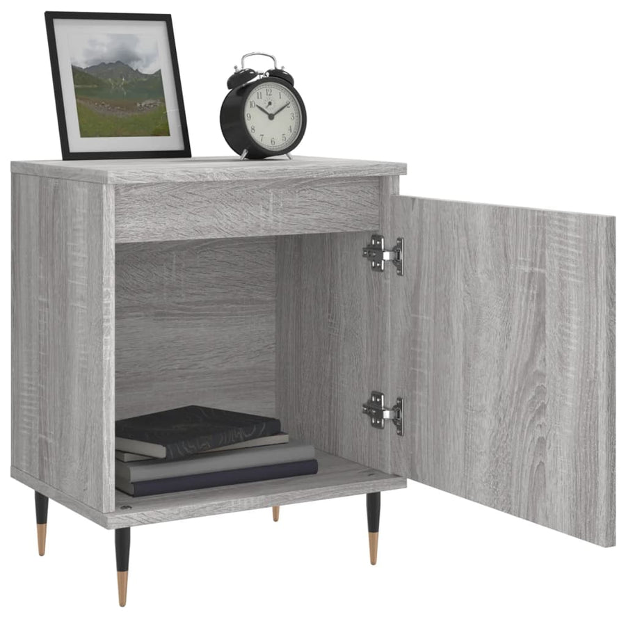 Nachtkastje 40X30X50 Cm Bewerkt Hout Eikenkleurig 1 Grijs sonoma