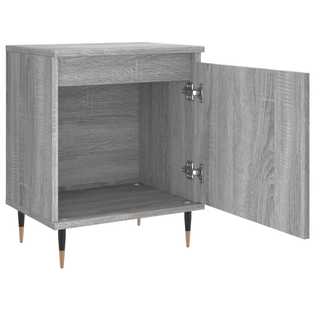 Nachtkastje 40X30X50 Cm Bewerkt Hout Eikenkleurig 1 Grijs sonoma