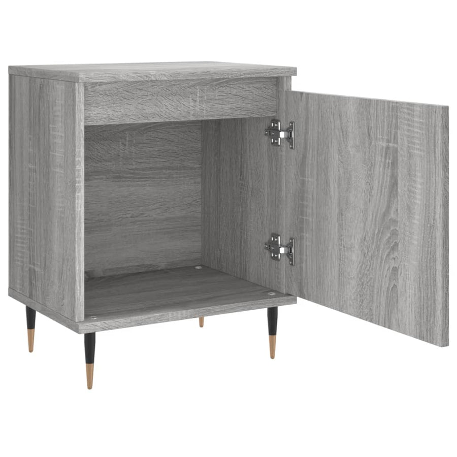 Nachtkastje 40X30X50 Cm Bewerkt Hout Eikenkleurig 1 Grijs sonoma