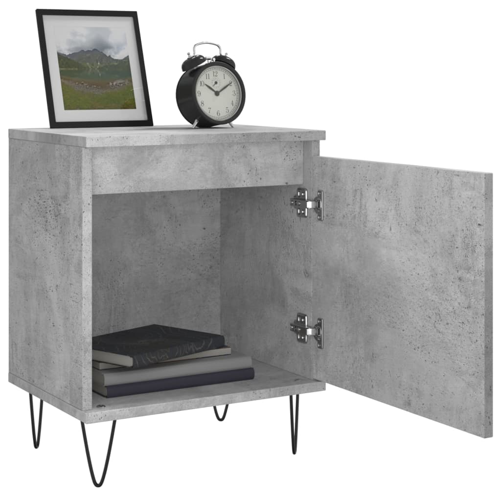 Nachtkastjes 2 St 40X30X50 Cm Bewerkt Hout Betongrijs