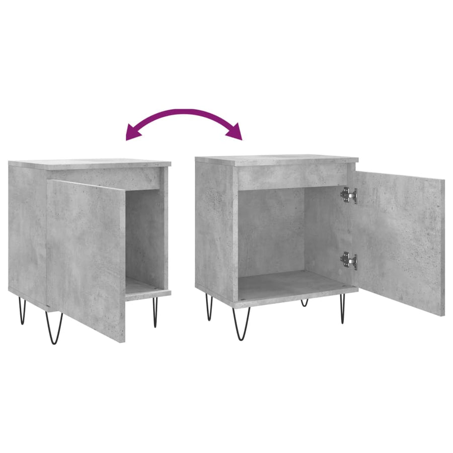 Nachtkastjes 2 St 40X30X50 Cm Bewerkt Hout Betongrijs