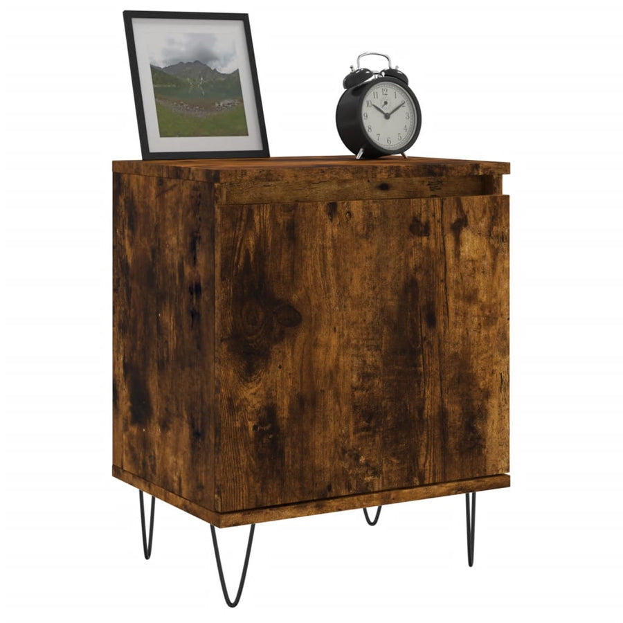 Nachtkastje 40X30X50 Cm Bewerkt Hout Kleurig 1 Gerookt eiken