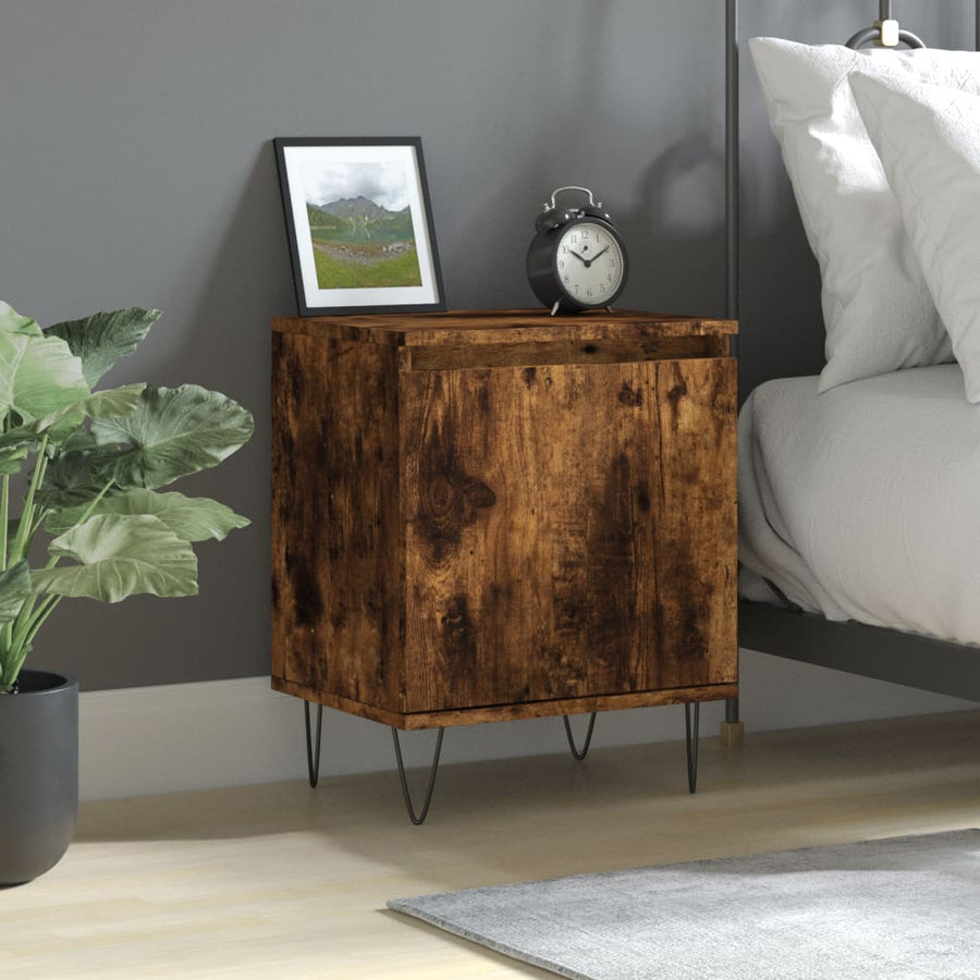 Nachtkastje 40X30X50 Cm Bewerkt Hout Kleurig 1 Gerookt eiken