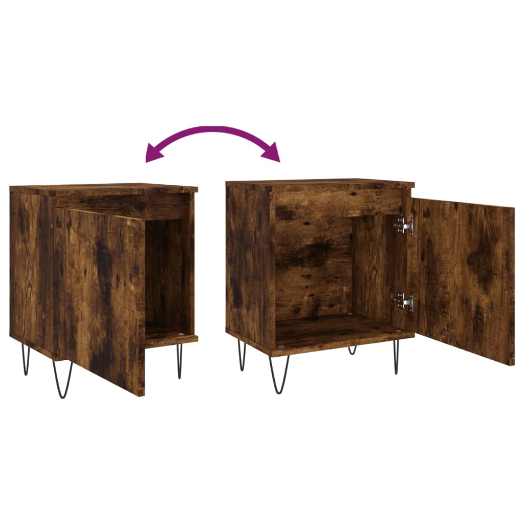 Nachtkastjes 2 St 40X30X50 Cm Bewerkt Hout Gerookt Eikenkleurig