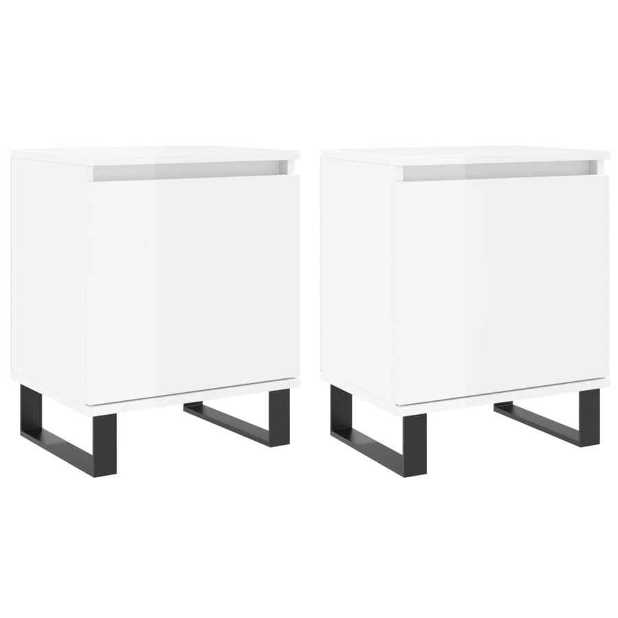 Nachtkastjes 2 St 40X30X50 Cm Bewerkt Hout Hoogglans Wit