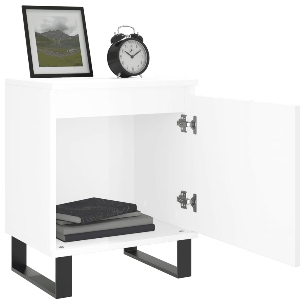 Nachtkastjes 2 St 40X30X50 Cm Bewerkt Hout Hoogglans Wit