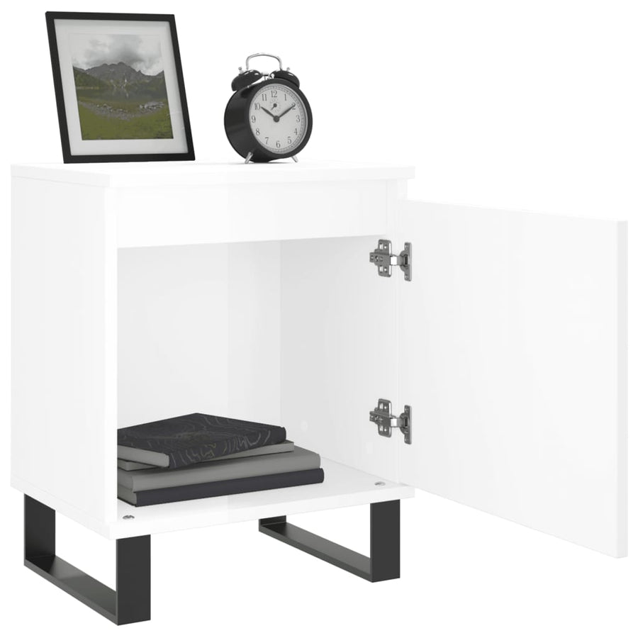 Nachtkastjes 2 St 40X30X50 Cm Bewerkt Hout Hoogglans Wit