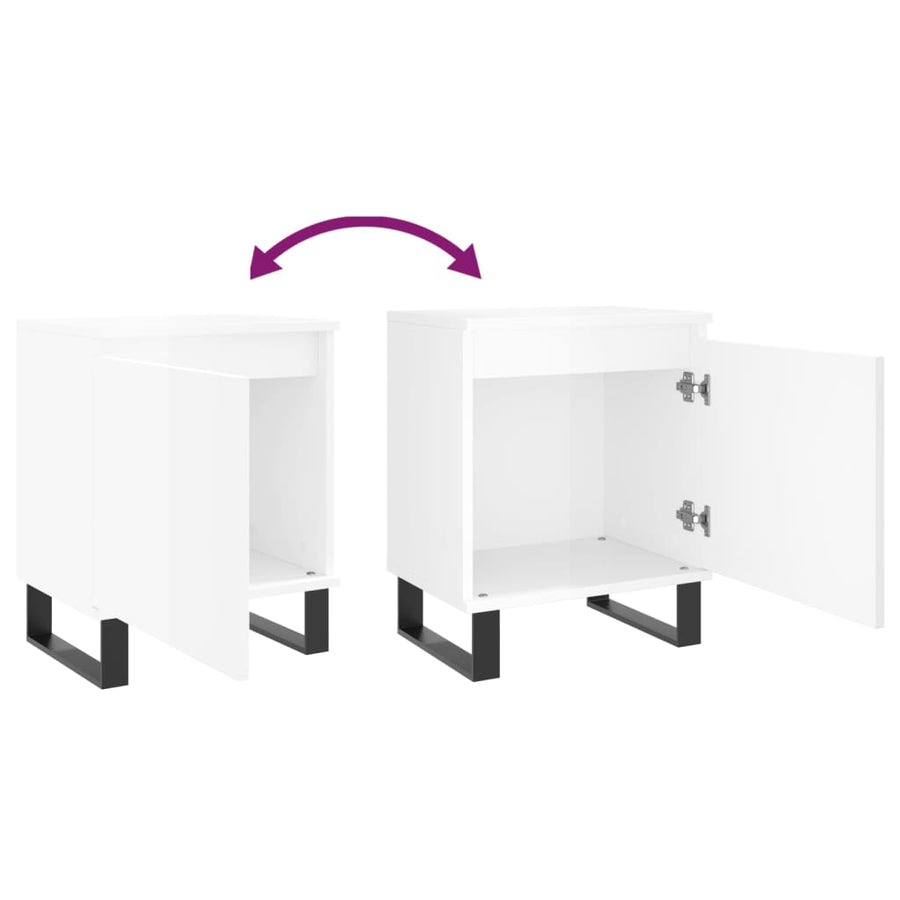 Nachtkastjes 2 St 40X30X50 Cm Bewerkt Hout Hoogglans Wit