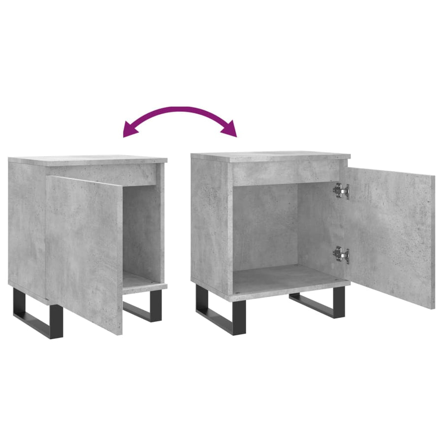 Nachtkastjes 2 St 40X30X50 Cm Bewerkt Hout Betongrijs
